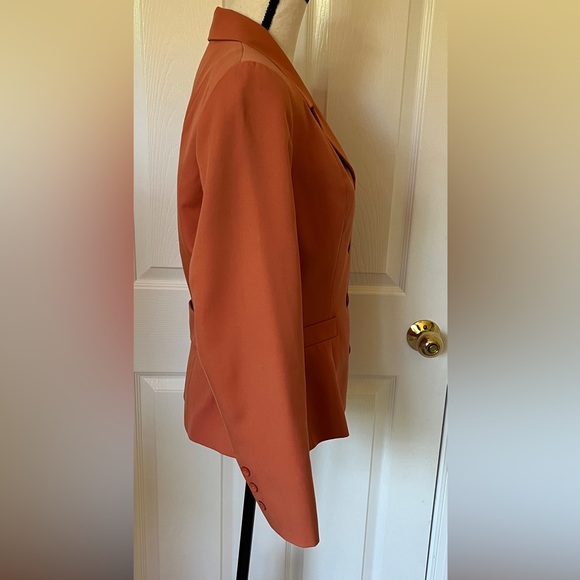Vertigo 🇫🇷 Pour La Ville Orange Wool Blend Tailored Fitted Blazer Jacket M - Picture 3 of 14